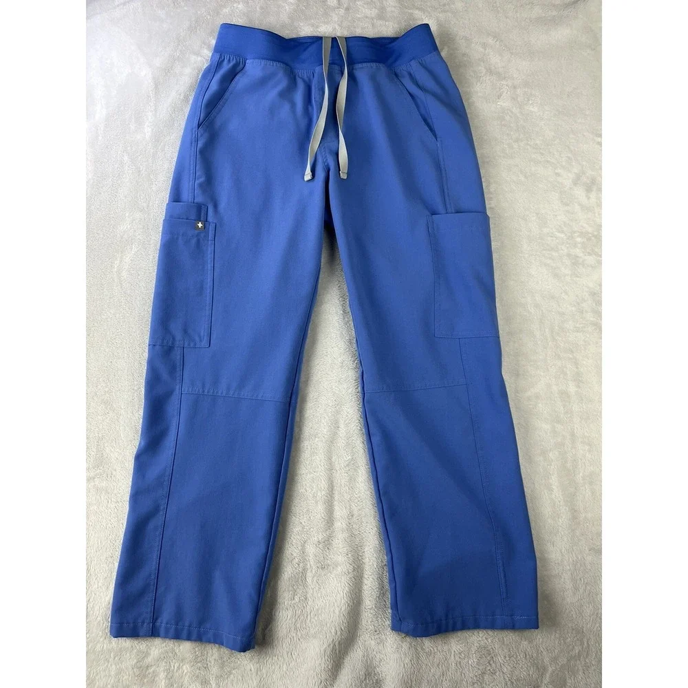 FIGS Axim Cargo Scrub Pants Men XS Blue Technical Collection Drawstring Medical